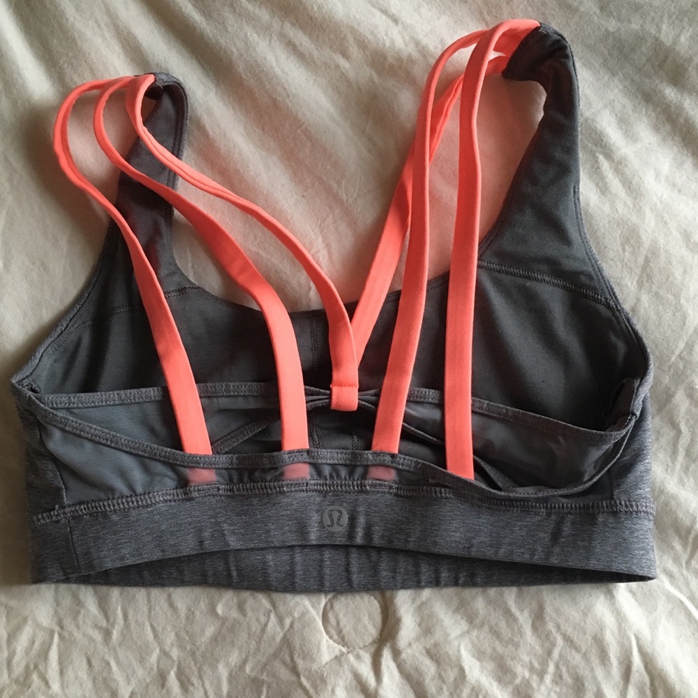 Lululemon grey and pink strappy sports bra